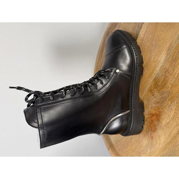 Casadei Love Calf Nero NWB Combat Boot / Lace-Up Leather Boot Women's Size 5 - Picture 11 of 13